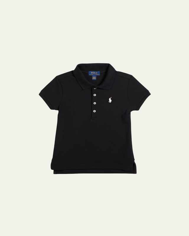 Girl's Knit Logo Embroidered Polo Shirt, Size 2-